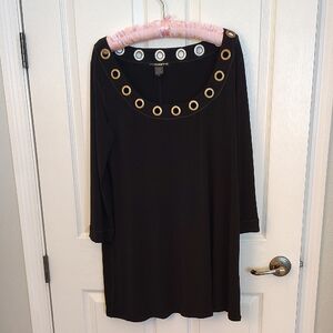 Evo Norro Gold and Black Long Sleeve Crew Neck Tunic